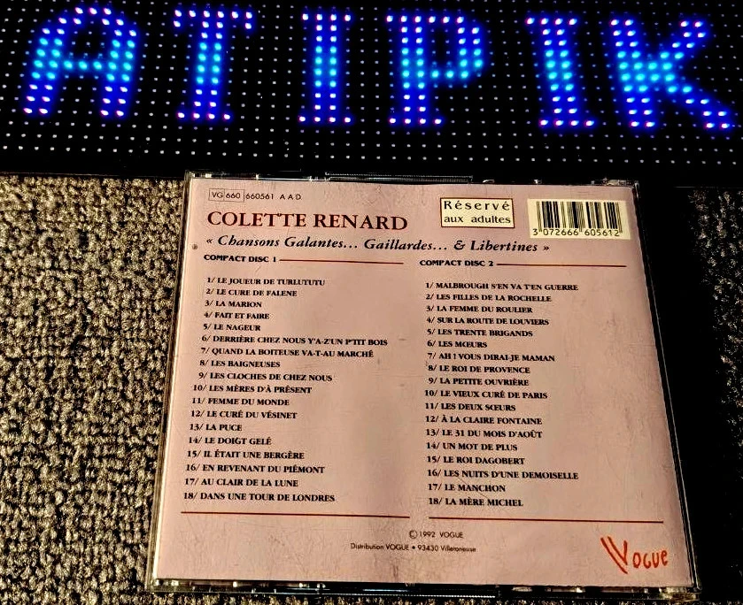 🎶 Colette Renard - Doble Cd Coleccionable "Chansons Galantes & Libertines" 🔞 – photo 2